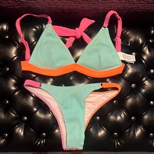 Cupshe Mint Green and Pink Bikini